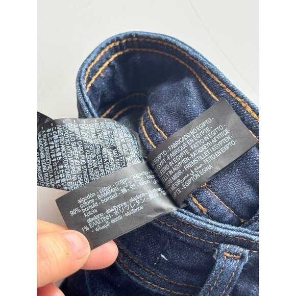 ZARA Patch Pocket Marine Dark Indigo High Rise Wide Leg Jeans, Size 2/24 - Picture 12 of 15